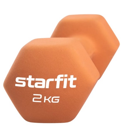 Гантель StarFit неопреновая Core DB-201 2 кг, оранжевый пастель