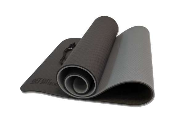 Коврик для йоги 10 мм двухслойный TPE черно-серый FT-YGM10-TPE-BCGY
