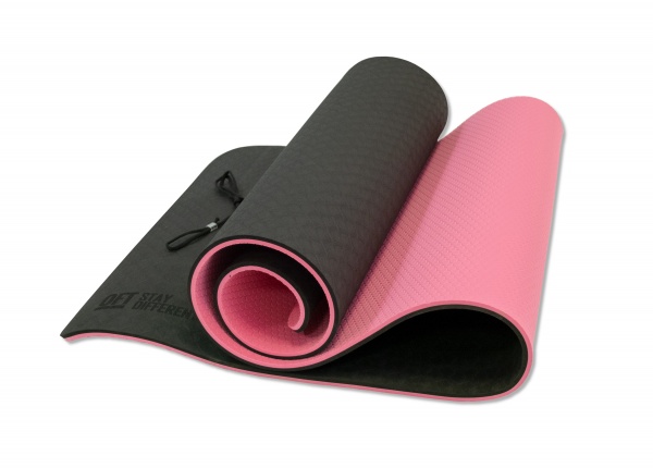 Коврик для йоги 10 мм двухслойный TPE черно-розовый FT-YGM10-TPE-BPNK