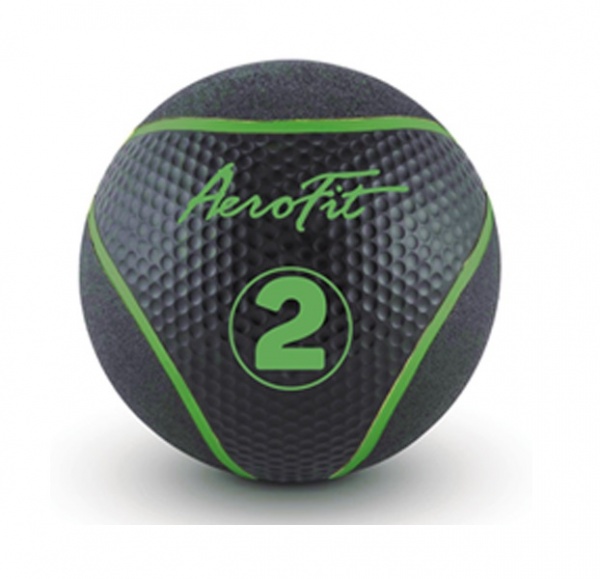 Набивной мяч Aerofit AFMB2 2 кг, черный/ зеленые полоски