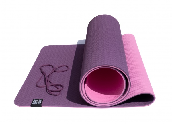 Коврик для йоги 6 мм двуслойный TPE бордово розовый FT-YGM6-2TPE-4