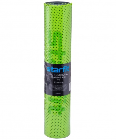 Коврик для фитнеса Starfit FM-202, TPE перфорированный, 173x61x0,7 см, ярко-зеленый