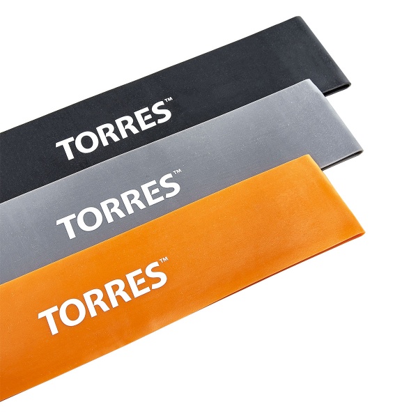 Эспандер TORRES набор резин. жгутов TPR, AL0049, дл. 24 см, шир. 5 см, 3 жгута с разным сопрот