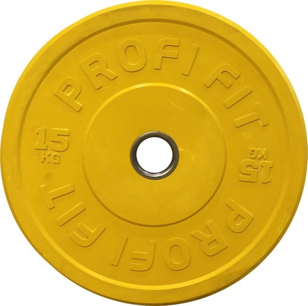 Диск для штанги каучуковый, цветной PROFI-FIT D-51, 15 кг