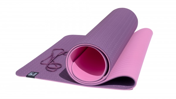 Коврик для йоги 6 мм двуслойный TPE бордово розовый FT-YGM6-2TPE-4