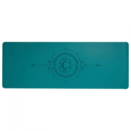 Коврик для йоги INEX Yoga PU Mat полиуретан c гравировкой 185 x 68 x 0,4 см, бирюзовый