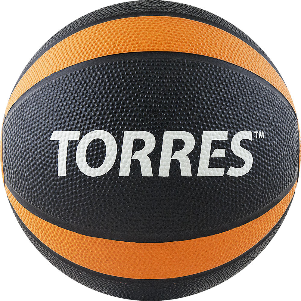 Медбол TORRES 2 кг AL00222, резина, диаметр 19,5 см, черно-оранжево-белый