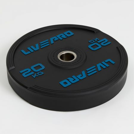 Бампированный диск LIVEPRO Rubber Bumper Plate 20 кг, черный/синий