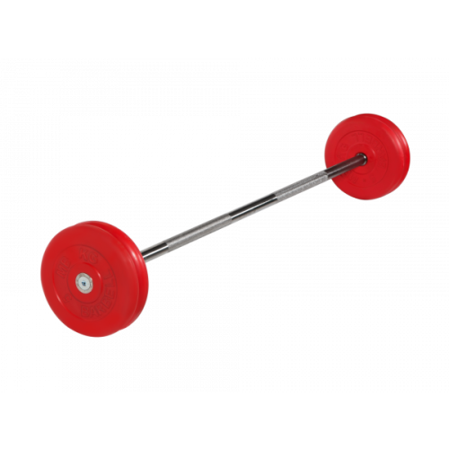 Штанга неразборная с цветными дисками, 25 мм, 25 кг MB BARBELL MB-BarMW-C25