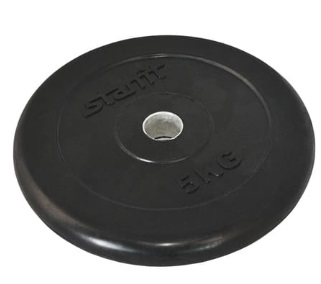 Диск обрезиненный StarFit BB-202, d=26 мм, черный, 5 кг