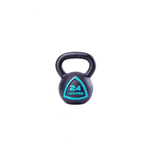Чугунная гиря LIVEPRO Solid Cast Iron Kettlebell 6 кг, черный/синий
