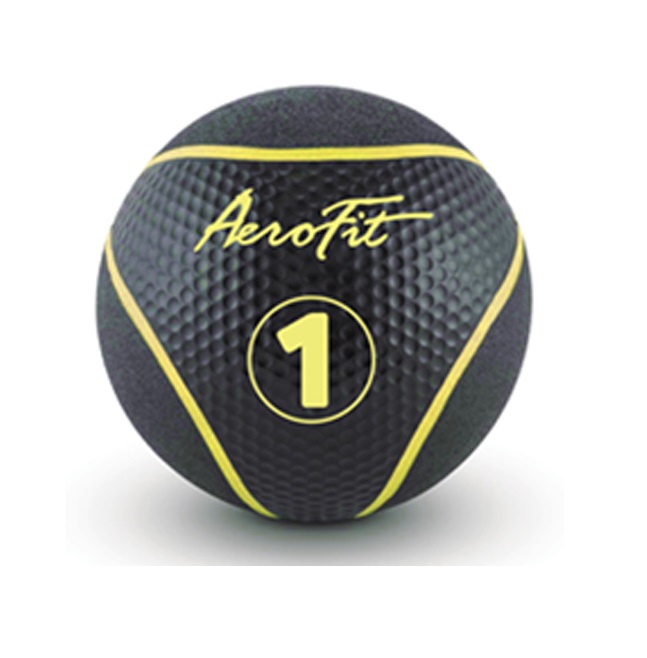 Набивной мяч Aerofit AFMB1 1 кг черный/ желные полоски