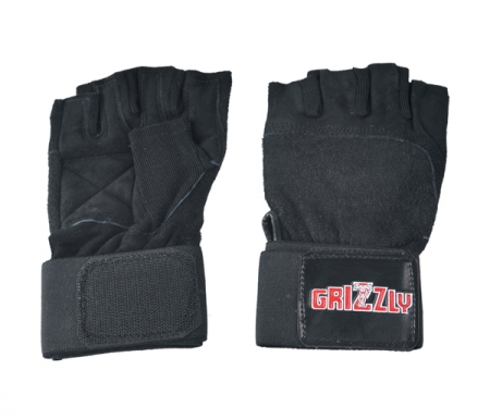 Атлетические перчатки с фиксатором запястья GRIZZLY Fitness Power размер ХL, замша, черный