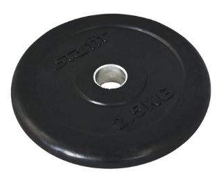 Диск обрезиненный StarFit BB-202, d=26 мм, черный, 2,5 кг