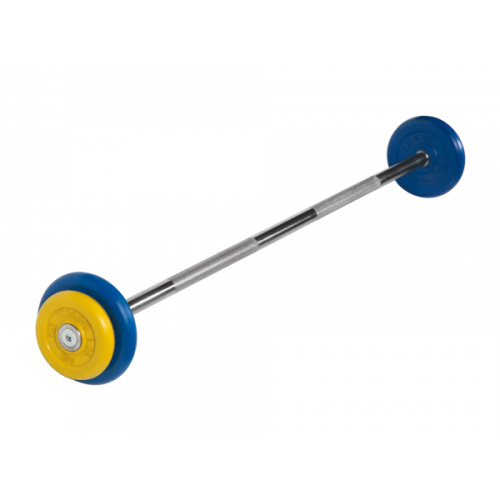 Штанга неразборная с цветными дисками, 25 мм, 12,5 кг MB BARBELL MB-BarMW-C12,5