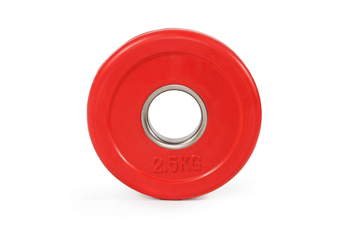 Цветной тренировочный диск 2,5 кг (малый, цвет - красный) STECTER