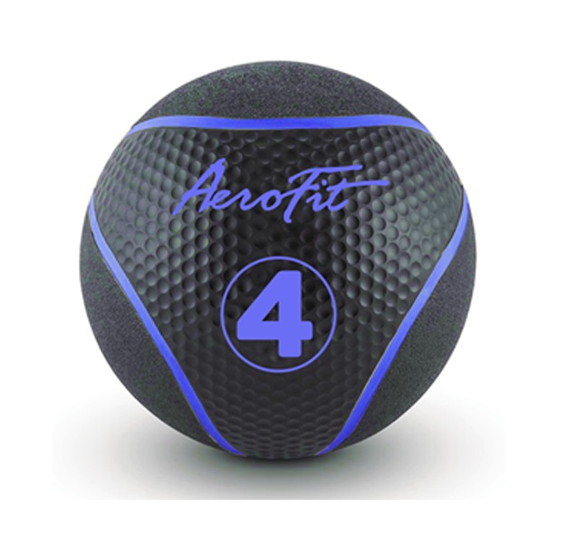 Набивной мяч Aerofit AFMB4 4 кг, черный/ голубые полоски