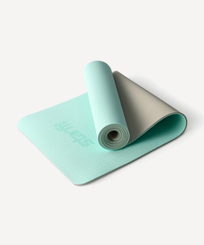 Коврик для йоги и фитнеса Starfit FM-201, TPE, 183x61x0,6 см, мятный/серый