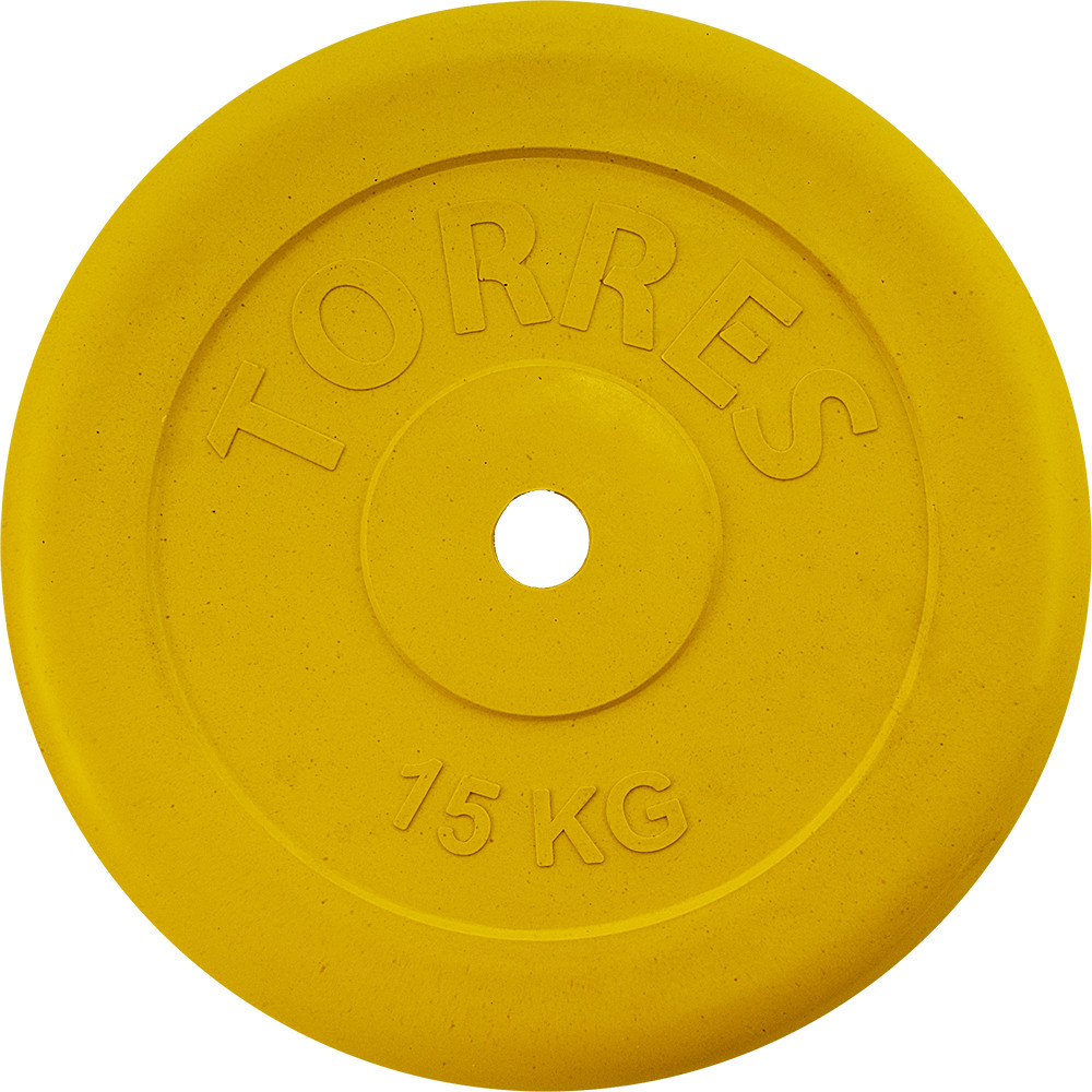 Диск обрезин. "TORRES 15 кг" арт.PL504215, d.25мм, металл в резиновой оболочке, желтый