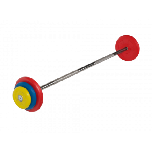 Штанга неразборная с цветными дисками, 25 мм, 22,5 кг MB BARBELL MB-BarMW-C22,5