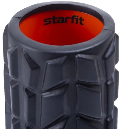 Ролик массажный StarFit FA-509, 33x13,5 cм, высокая жесткость, черный/оранжевый
