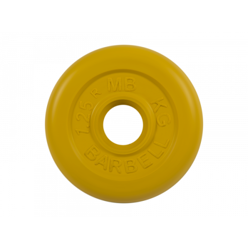 Диск обрезиненный "Стандарт", жёлтый, 1,25 кг MB BARBELL MB-PltC26-1,25