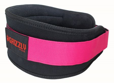 Атлетический пояс GRIZZLY Soflex Nylon Pro Weight Training Belt размер L, нейлон, черный/розовый