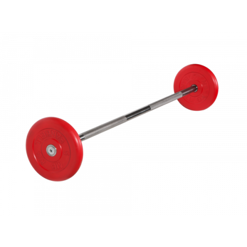 Штанга неразборная с цветными дисками, 25 мм, 15 кг MB BARBELL MB-BarMW-C15