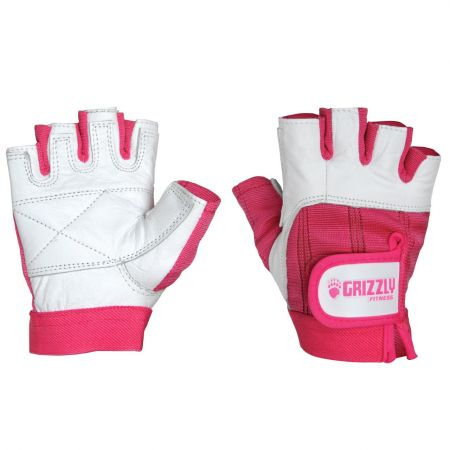 Атлетические перчатки GRIZZLY Leather Padded Weight Training Gloves размер L, кожа/нейлон, белый/фиолетовый