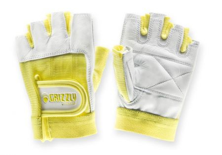 Атлетические перчатки GRIZZLY Leather Padded Weight Training Gloves размер XS, кожа/нейлон, белый/желтый