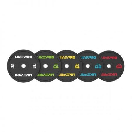 Бампированный диск LIVEPRO Rubber Bumper Plate 20 кг, черный/синий