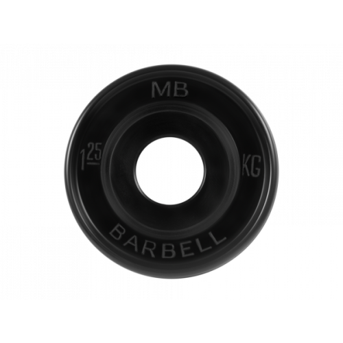 Диск обрезиненный "Евро-классик", чёрный, 1,25 кг MB BARBELL MB-PltBE-1,25