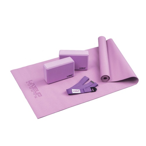 Набор для йоги LIVEUP Yoga Set набор: коврик, 2 блока, ремень, фиолетовый