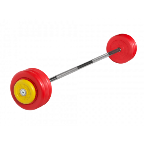 Штанга неразборная с цветными дисками, 25 мм, 37,5 кг MB BARBELL MB-BarMW-C37,5