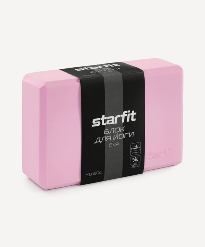 Блок для йоги Starfit YB-200 EVA, розовый пастель