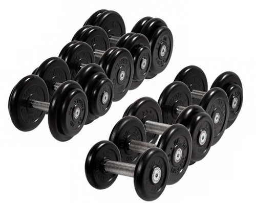 Набор обрезиненных гантелей MbBarbell MB-FdbM-BN 3.5-26 кг - 10 пар, шаг 2,5 кг 