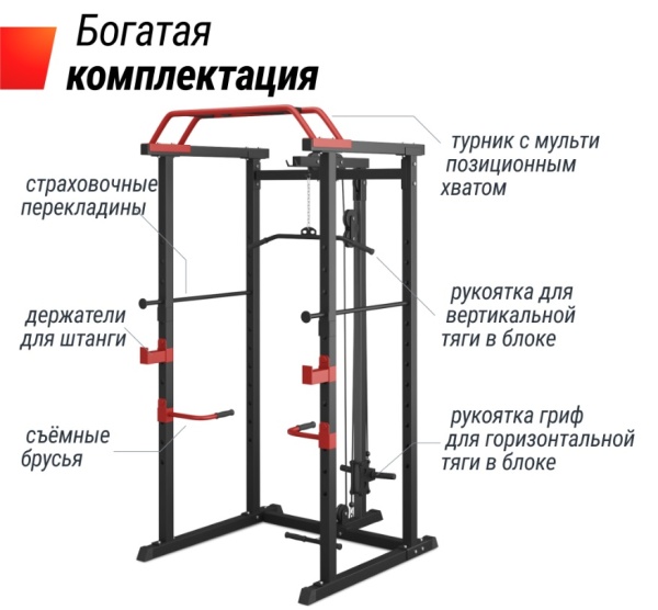 Силовая рама UNIX Fit многофункциональная с тягой (300 кг)