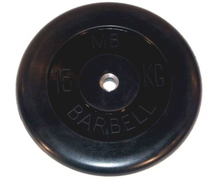 Диск Barrbell обрезиненный литой для гантелей и штанг MB-PltB26 26 мм 15 кг