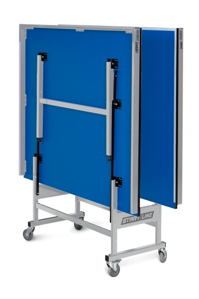 Теннисный стол Start Line Leader blue 22 мм, без сетки, обрезинен. ролики, регулируемые опоры
