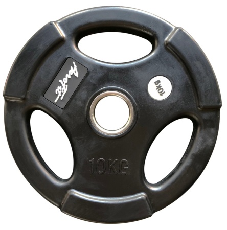 AFPLB10 Олимпийский обрезиненный диск AeroFit 10 кг, черный матовый, с 3-мя хватами