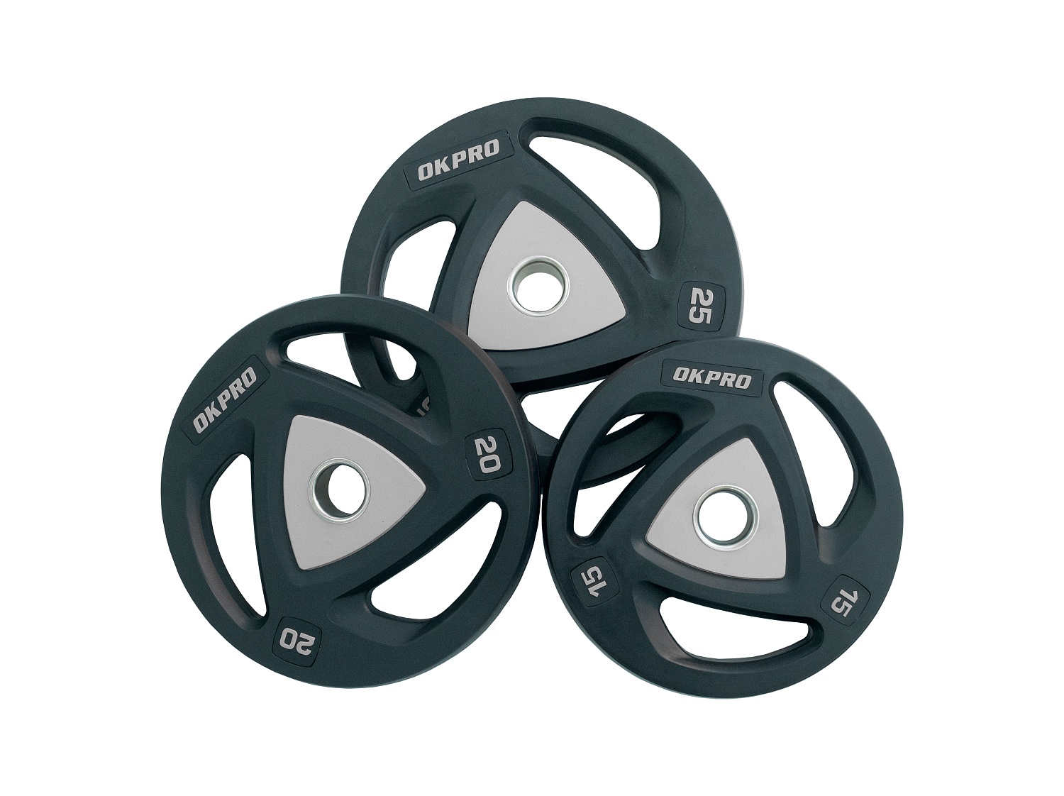 Диск олимпийский полиуретановый 20 кг OKPRO серый лого