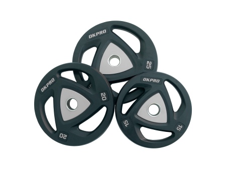 Диск олимпийский полиуретановый 20 кг OKPRO серый лого