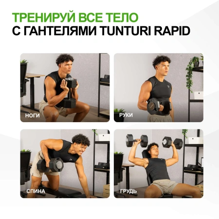 Гантель наборная Tunturi Rapid с быстрой сменой веса, 36 кг