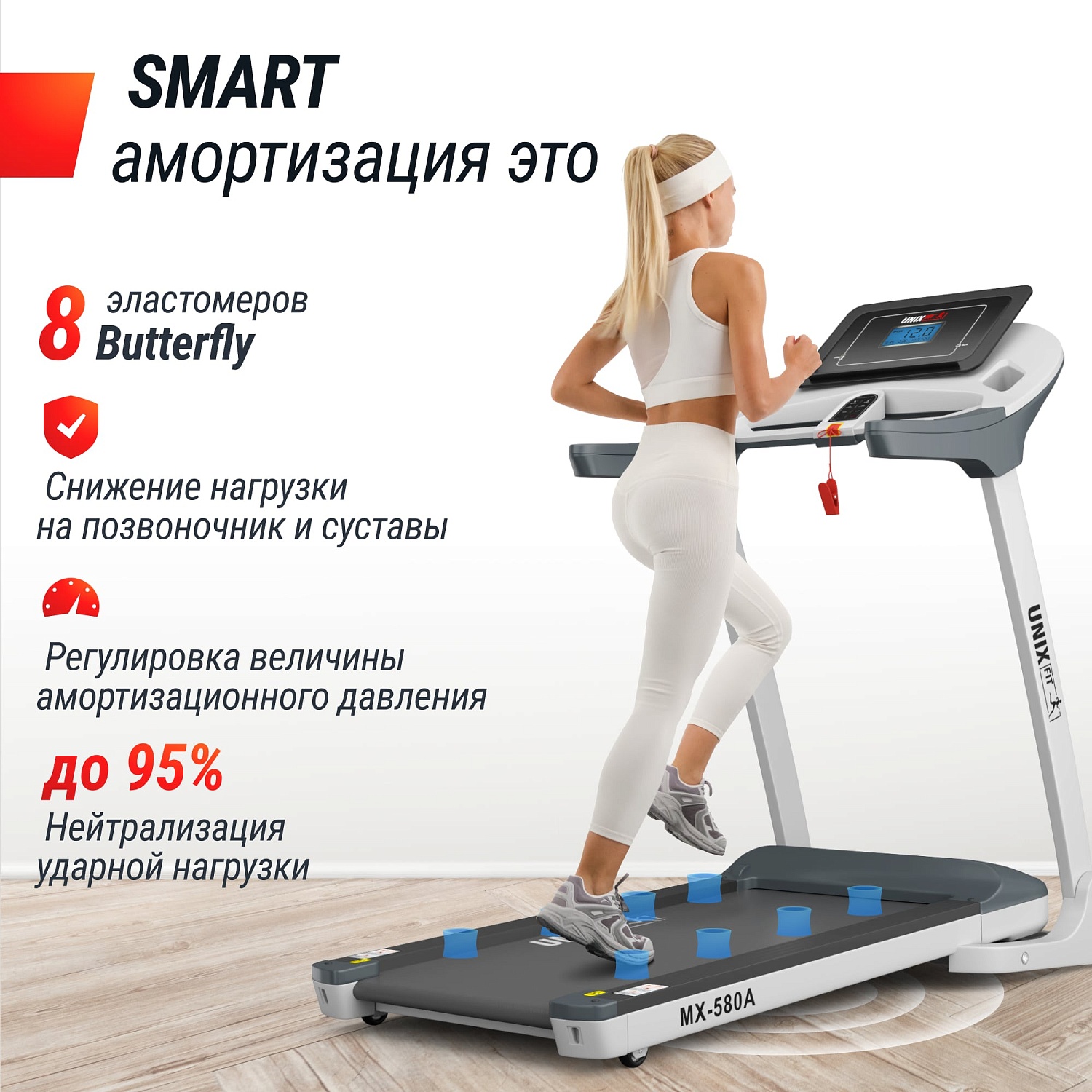 Беговая дорожка UNIX Fit MX-580A White