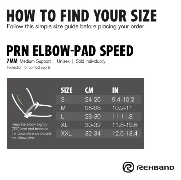 Налокотник Rehband PRN Elbow Pad Speed 402406-010433 (Средняя поддержка/размерный ряд S-XXL)