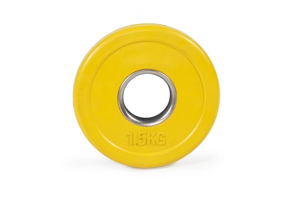 Цветной тренировочный диск 1,5 кг (малый, цвет - желтый) STECTER