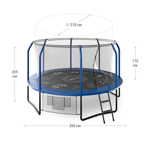 Батут UNIX line SUPREME GAME 12 ft (blue)