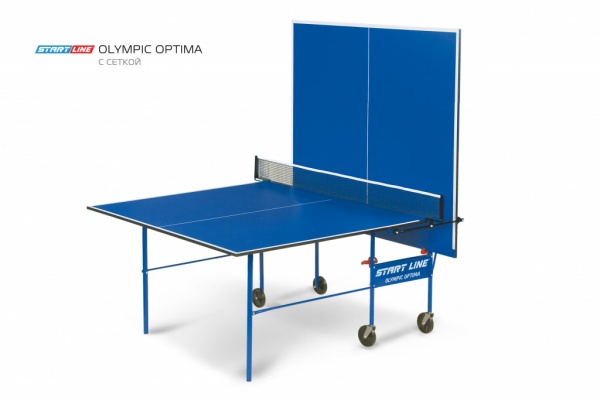 Теннисный стол Start Line Olympic Optima Blue с сеткой компактного размера для небольших помещений