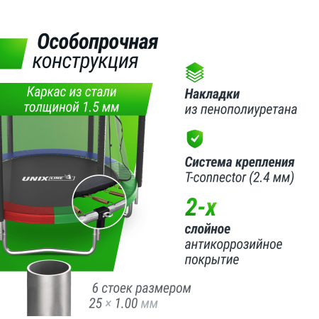 Батут UNIX line Simple 6 ft Color (inside)