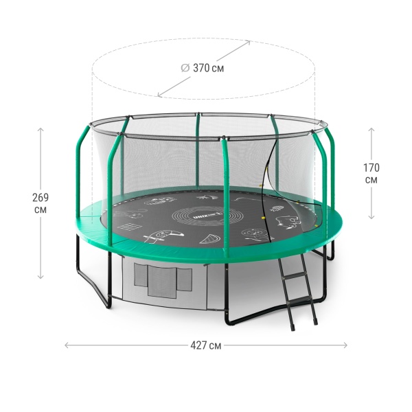 Батут UNIX line SUPREME GAME 14 ft (green)